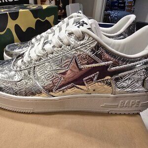 A Bathing Ape BAPE Bapesta #5 SILVER Mens Size 12 1K80191305 Shoes Sneakers NEW